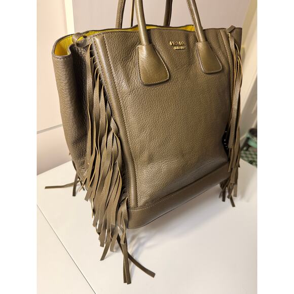 Luxurious Prada Cuir Double Olive-Taupe Leather Tote - Picture 4 of 12